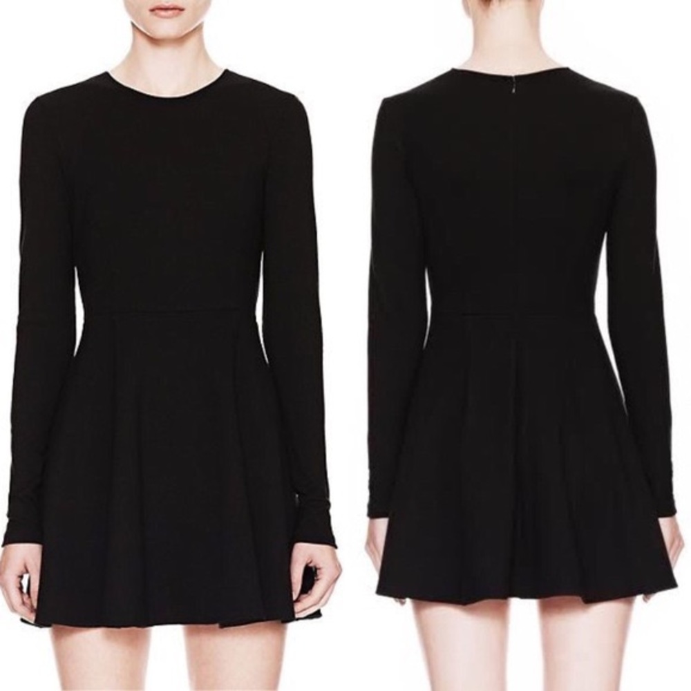 Theory Tillora LBD Long Sleeve Black Skater Dress